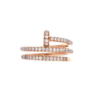 Cartier Small Juste un Clou Paved Double Ring 18K Rose Gold and Diamonds